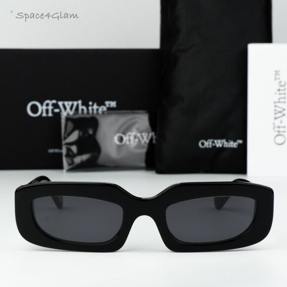 Off-White Men Sunglasses Black Grey Rectangle OERI13C RENTON 1007 BRAND NEW - Picture 1 of 12
